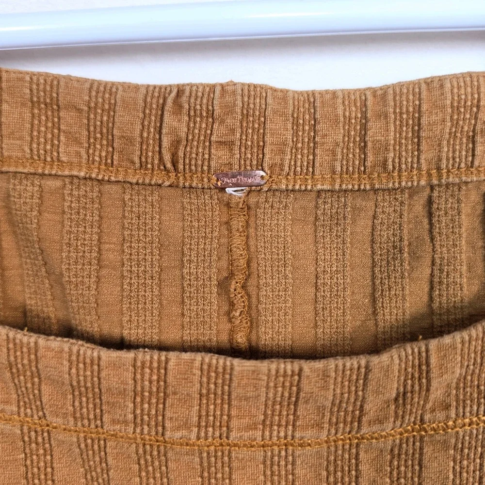 Free People Ribbed Top Women's Small Brown Cottagecore Puff Sleeve